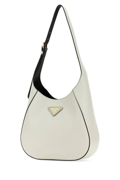 Shop Prada Woman White Leather Shoulder Bag