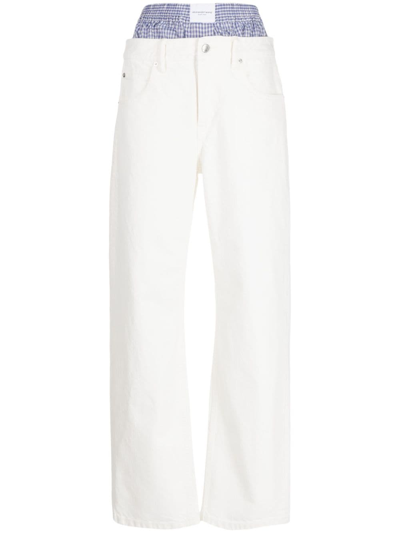 Shop Alexander Wang Layered Straight-leg Jeans In White