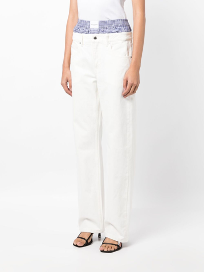 Shop Alexander Wang Layered Straight-leg Jeans In White