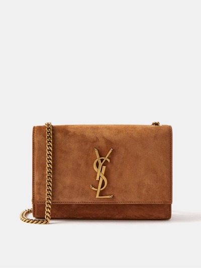 Shop Saint Laurent Women Small Kate Leather Shoulder Bag In Brown