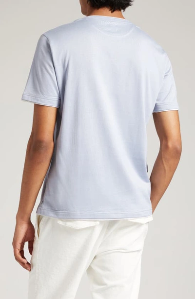 Shop Eleventy Crewneck Giza Egyptian Cotton T-shirt In Denim-light Grey