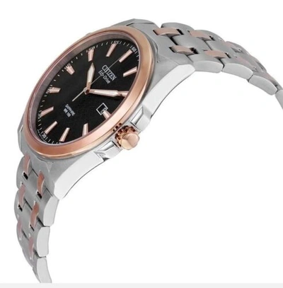 Shop Pre-owned Citizen Eco-drive Bm7106-52e Men's Corso Black Dial Two Tone Rose Gold Watch