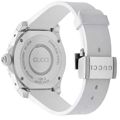 Pre-owned Gucci Ya136330 Men's Dive White Quartz Watch