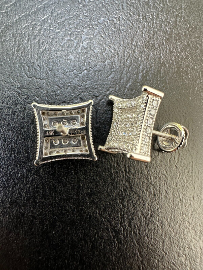 Pre-owned Silver 1.17ct Vvs Real Diamond Men's Solid 925  Iced Hip Hop Kite Earrings In White