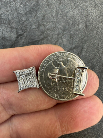 Pre-owned Silver 1.17ct Vvs Real Diamond Men's Solid 925  Iced Hip Hop Kite Earrings In White