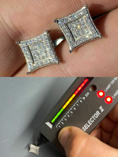 Pre-owned Silver 1.17ct Vvs Real Diamond Men's Solid 925  Iced Hip Hop Kite Earrings In White