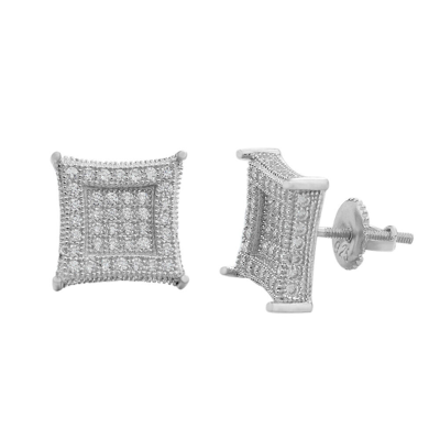 Pre-owned Silver 1.17ct Vvs Real Diamond Men's Solid 925  Iced Hip Hop Kite Earrings In White