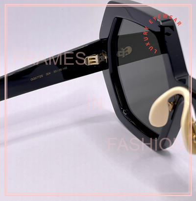 Pre-owned Gucci 0772 Black Hexagonal Geometric Logo Gg0772s 004 Retro Sunglasses Authentic In Gray