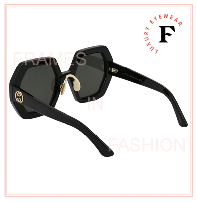 Pre-owned Gucci 0772 Black Hexagonal Geometric Logo Gg0772s 004 Retro Sunglasses Authentic In Gray