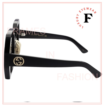 Pre-owned Gucci 0772 Black Hexagonal Geometric Logo Gg0772s 004 Retro Sunglasses Authentic In Gray