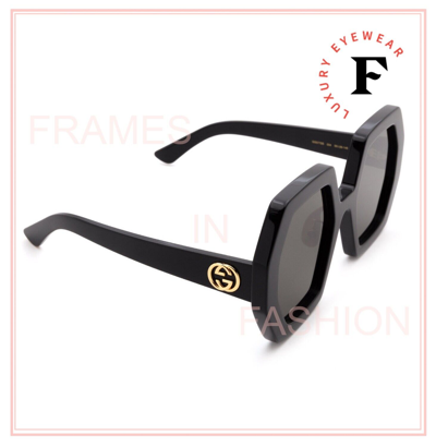 Pre-owned Gucci 0772 Black Hexagonal Geometric Logo Gg0772s 004 Retro Sunglasses Authentic In Gray