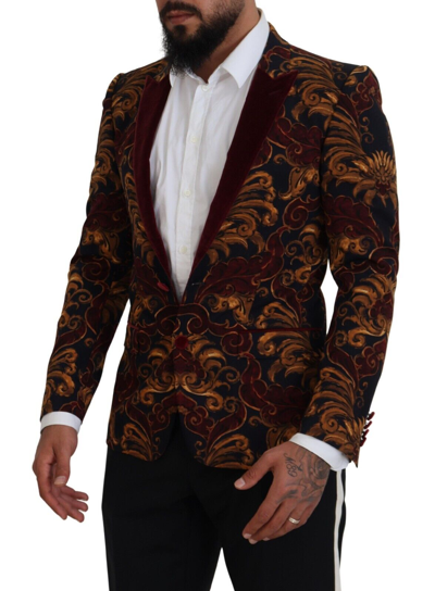 Pre-owned Dolce & Gabbana Blazer Martini Floral Single Breasted Men It46/us36/s 2500usd In Multicolor