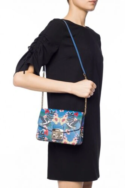 Pre-owned Furla Ladies Metropolis S Leather Crossbody Bag Toni Celeste Blue 941931