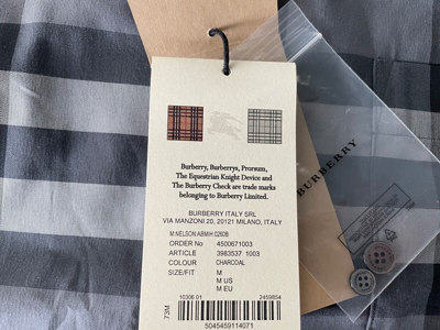 Pre-owned Burberry Nelson Slim Fit Long Sleeve Shirt Classic Gray Check In Gray, Black