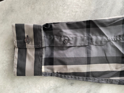 Pre-owned Burberry Nelson Slim Fit Long Sleeve Shirt Classic Gray Check In Gray, Black
