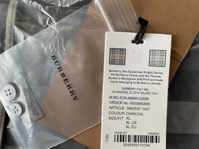 Pre-owned Burberry Nelson Slim Fit Long Sleeve Shirt Classic Gray Check In Gray, Black