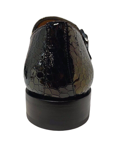 Pre-owned Mister Men's Black Multi Embossed Crocodile Leather Double Monk-strap Shoe 41283