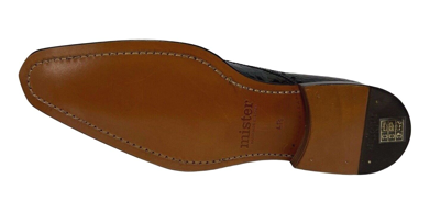 Pre-owned Mister Men's Black Multi Embossed Crocodile Leather Double Monk-strap Shoe 41283