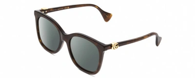 Pre-owned Gucci Gg1071s Womens Cateye Polarized Sunglasses Tortoise Havana Brown Gold 55mm In Smoke Grey Polar