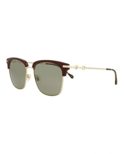 Pre-owned Gucci Mens Designer Sunglasses Burgundy Gold Green Fashion Eyewear