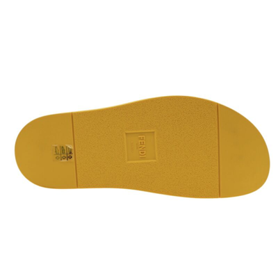 Pre-owned Fendi Slides Ff Baguette Yellow Sandals Size 11 Us