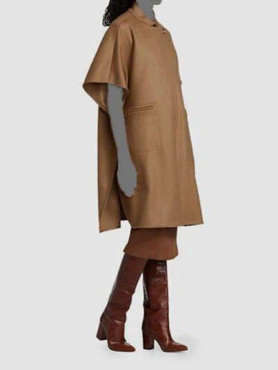 Pre-owned Weekend Max Mara $1985  Women's Brown Canapa Coat Cape Jacket Size Os