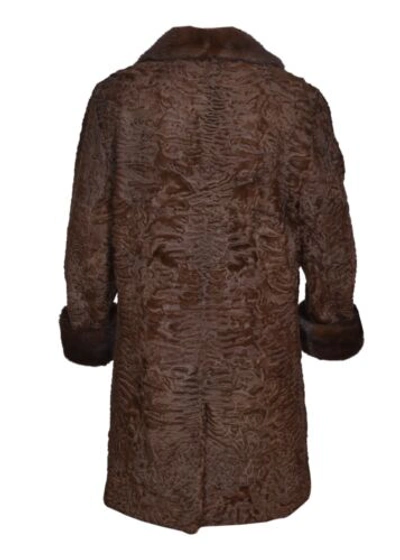 Pre-owned Handmade Man's Real Real Astrakhan Swakara Wavy Karakul Fur Long Coat All & Custom Size In Black