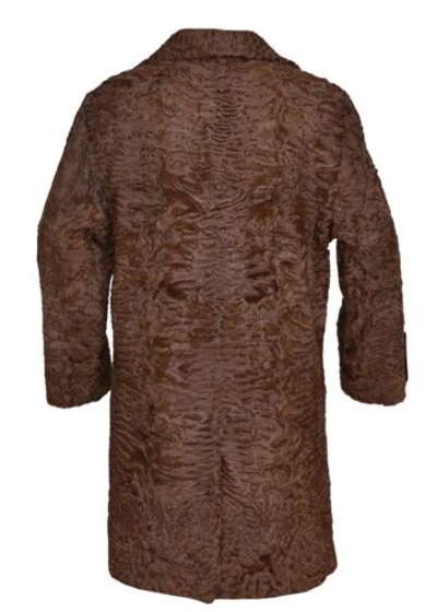 Pre-owned Handmade Man's Real Real Astrakhan Swakara Wavy Karakul Fur Long Coat All & Custom Size In Black