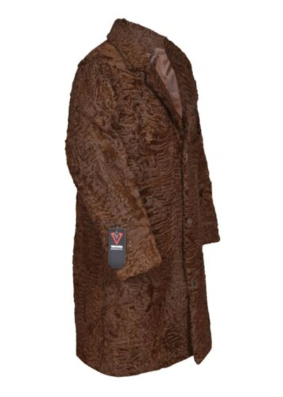 Pre-owned Handmade Man's Real Real Astrakhan Swakara Wavy Karakul Fur Long Coat All & Custom Size In Black