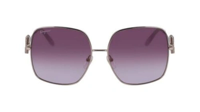 Pre-owned Ferragamo Salvatore  Sf 243sr 691 Rose Gold Sunglasses With Purple Lenses