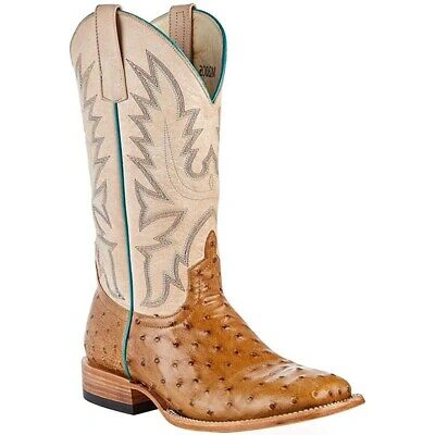 Pre-owned Macie Bean Ladies Antique Saddle Full Quill Ostrich Beige Boots M2005 In Brown