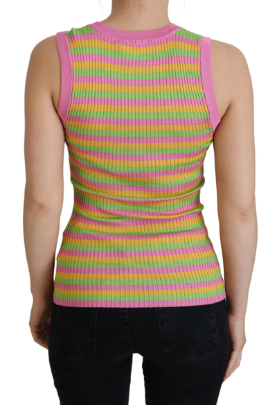 Pre-owned Dolce & Gabbana Tank Top Multicolor Silk Vest Pullover It40/ Us6/ S Rrp $600