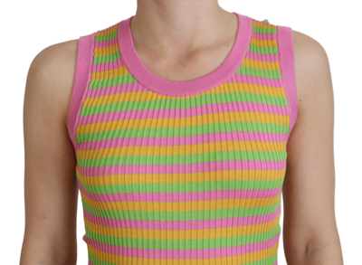 Pre-owned Dolce & Gabbana Tank Top Multicolor Silk Vest Pullover It40/ Us6/ S Rrp $600
