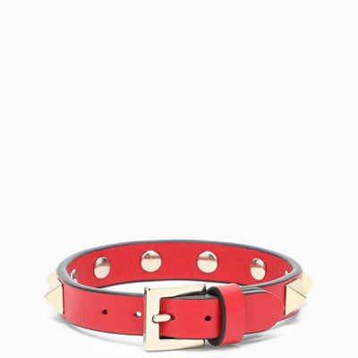 Shop Valentino Garavani Red Rockstud Bracelet Women