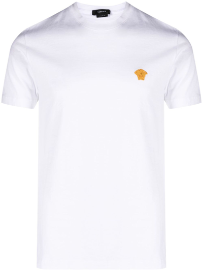 Shop Versace White Medusa-embroidered Cotton T-shirt