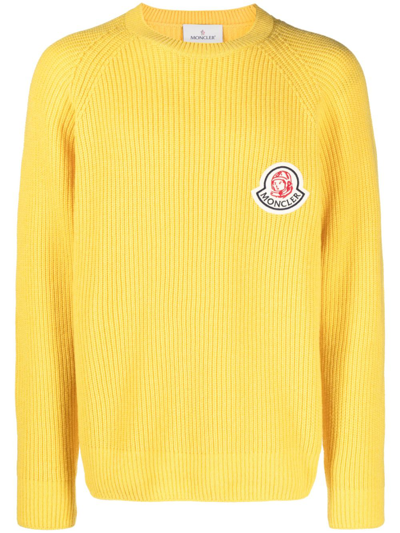 Shop Moncler Genius X Billionaire Boys Club Yellow Logo-patch Sweater