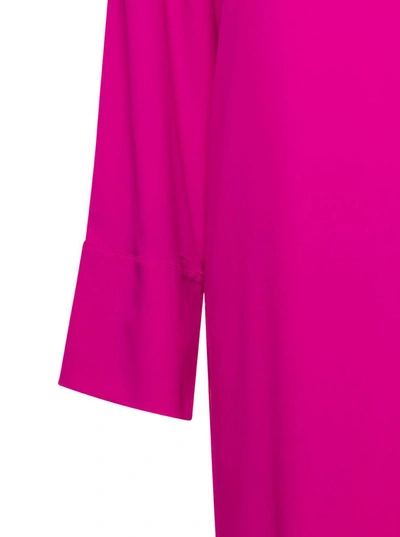 Shop Federica Tosi Long Fuchsia Dress With V Neckline In Silk Blend Woman In Pink