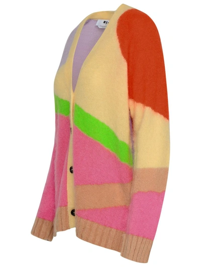 Shop Msgm Multicolor Wool Blend Cardigan
