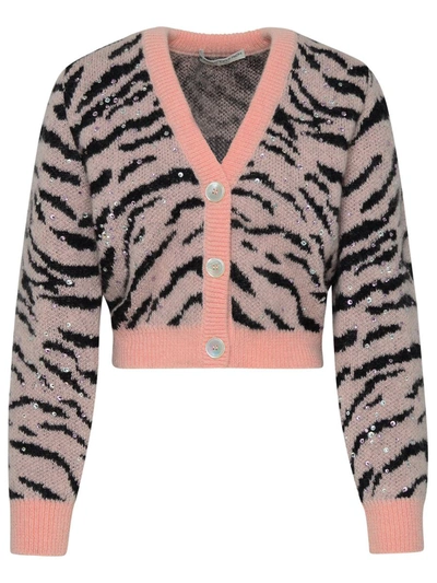 Shop Alessandra Rich Pink Mohair Blend Cardigan