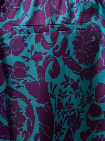 Shop Versace Purple And Light Blue Bermuda In Silk Satin With Allover Barocco Pattern  Man In Violet