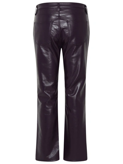 Shop Agolde Riley Burgundy Leather Trousers In Bordeaux