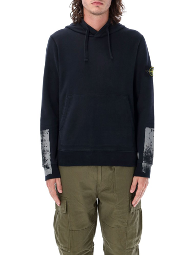 Stone Island Logo Patch Drawstring Hoodie In Black ModeSens