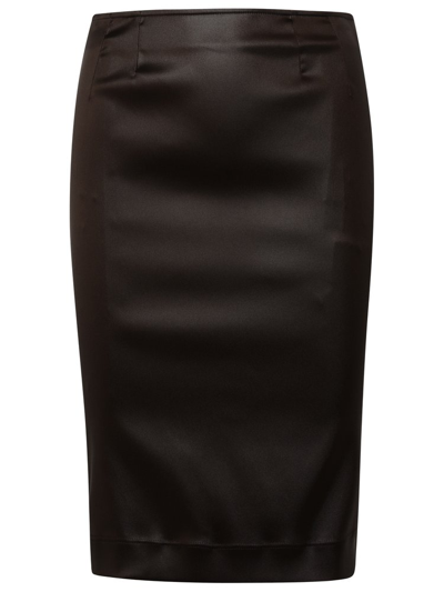 Shop Dolce & Gabbana Tight Midi Skirt In Brown