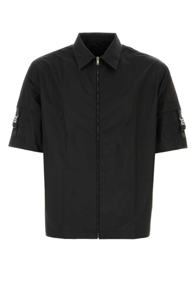 Shop Givenchy Boxy Fit Zipped Shirt In Black