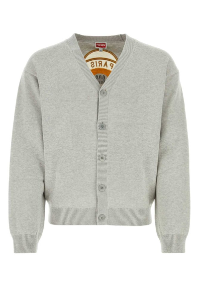 Shop Kenzo Tiger Academy Buttoned Cardigan In Grey