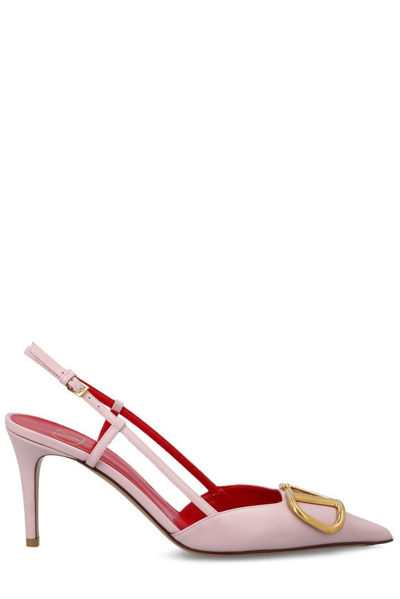 Shop Valentino Vlogo Signature Pointed Toe Pumps In Pink