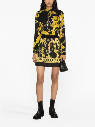 Versace Jeans Couture Logo Couture Print Blouse In Black