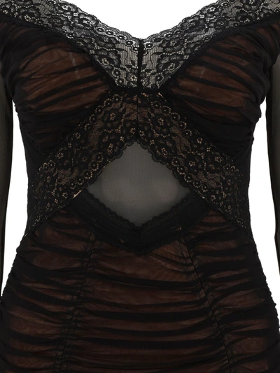 Shop Self-portrait "mesh" Dress In Black