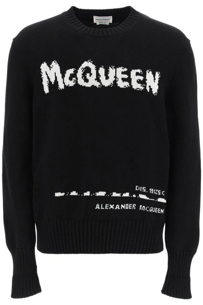 Shop Alexander Mcqueen Mcqueen Graffiti Cotton Sweater In Multicolor