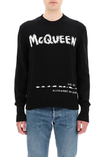 Shop Alexander Mcqueen Mcqueen Graffiti Cotton Sweater In Multicolor